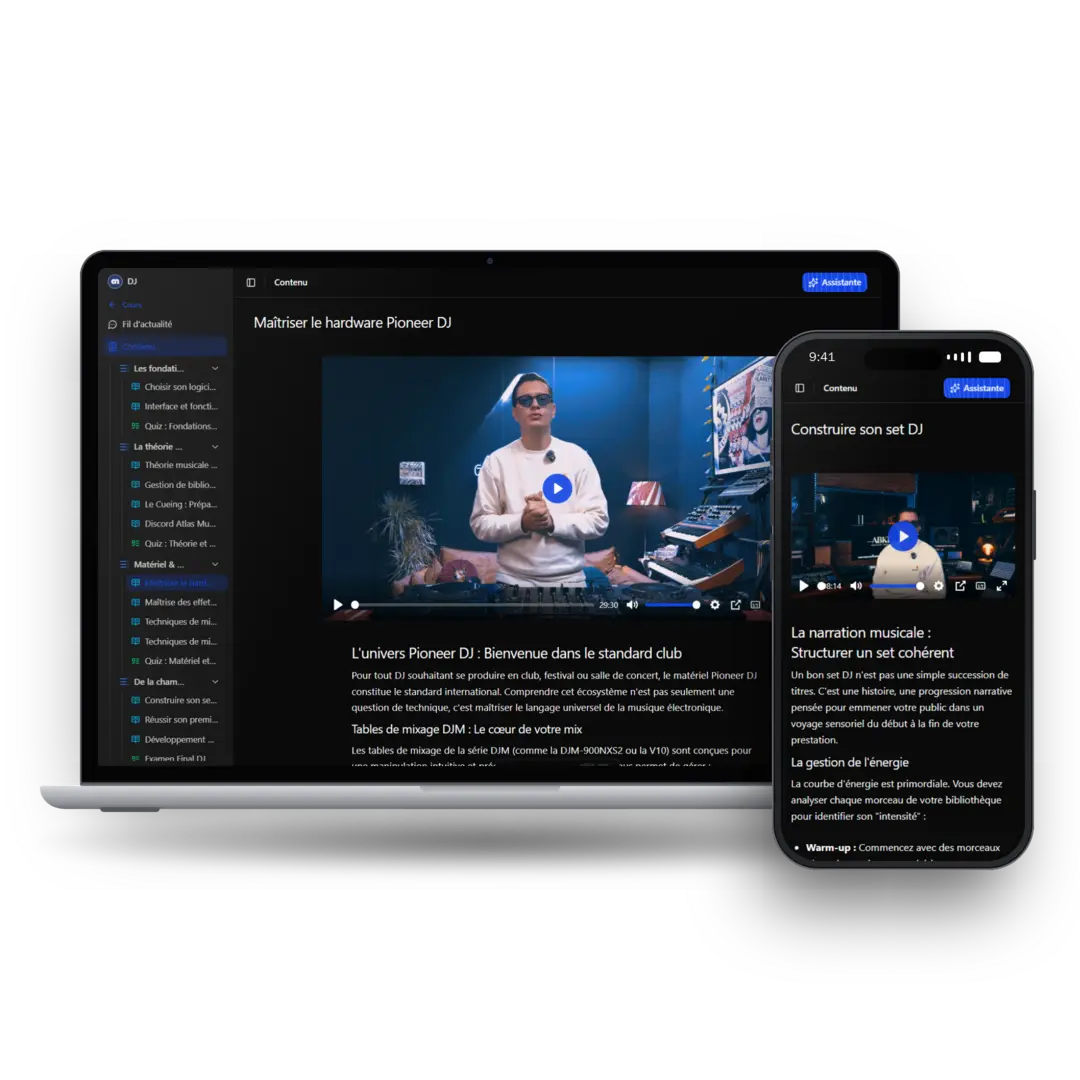 La formation Formation DJ sur la plateforme Atlas Music, sur ordinateur et sur mobile